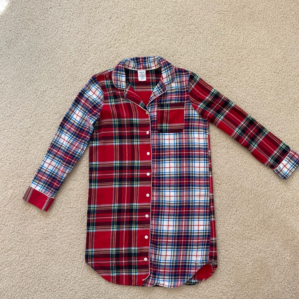 Lands' End Women’s flannel plaid nightshirt